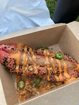 Spicy hotdog at Mr. Vegan Foodbar in Hilversum