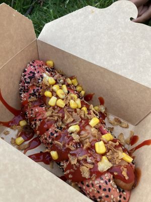 Sweet hotdog at Mr. Vegan Foodbar in Hilversum