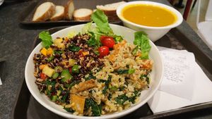 deli salad & greens bowl with kale turmeric lentil soup at Cedele - Novena Square in Central Singapore