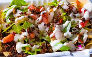 Chipz-
Nachos with Kettle Chips & Queso as the base. 

Nacho - Lettuce, Pico, Aioli
Buffalo - Base + Buffalo Sauce, Pickles, Ranch
Jalapeno Popper -Pickled Japs, Bacn Bits, Ra at Mashup Market -  BeHive Deli in Denton