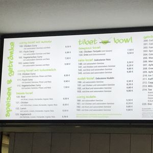 Menu at Tibet Bowl in Heiligenhafen