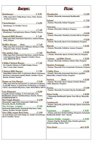 Speisekarte/Menu Part 1 at Chillig Dornach in Linz