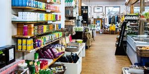 Range of different products inside the shop at Ruokapuoti Lumo in Rauma