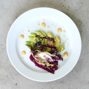 Avocado: Avocado, Radicchio, Pinenuts, Nut Dressing at Devozione Pasta Bar in Berlin