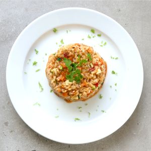 Salute Verdura:
Risotto, vegetables, Devozione cheese brew, Grano at Devozione Pasta Bar in Berlin