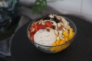 Coconut cream smoothie bowl at Gaia's Garden Cafe in St George