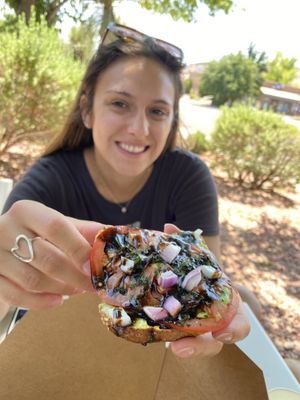 Avo toast with balsamic  at Gaia's Garden Cafe in St George