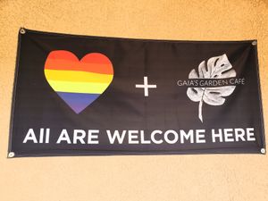 Love this sign at Gaia's Garden Cafe in St George