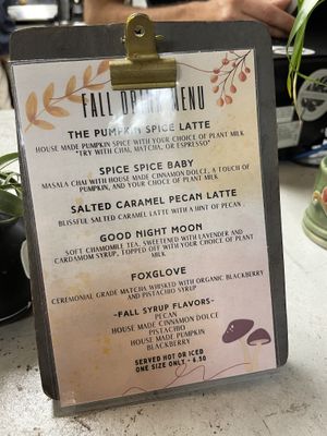 Fall Drink Menu   at Gaia's Garden Cafe in St George