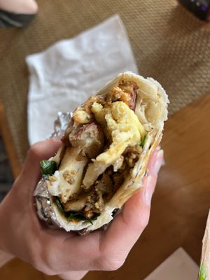 Breakfast burrito (just egg subbed for tofu)  at Gaia's Garden Cafe in St George