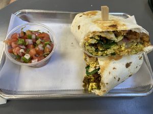 Breakfast burrito  at Gaia's Garden Cafe in St George