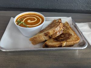 Tomato Soup with Grilled Cheese at Gaia's Garden Cafe in St George