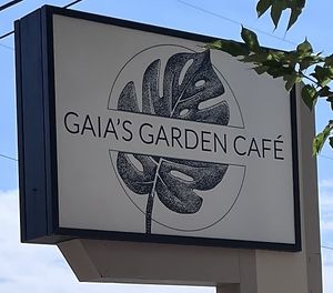Signage   at Gaia's Garden Cafe in St George