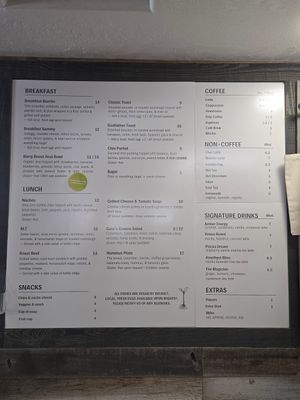 Menu at Gaia's Garden Cafe in St George