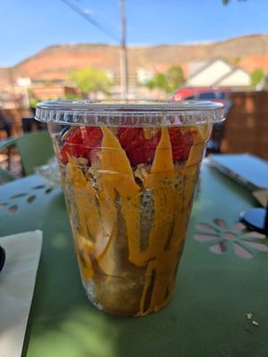 Chia parfait to go at Gaia's Garden Cafe in St George