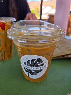 Oat milk latte with agave at Gaia's Garden Cafe in St George