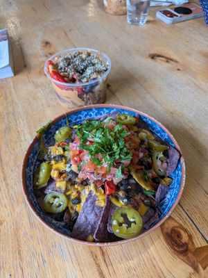 Nachos and mini acai bowl! at Gaia's Garden Cafe in St George