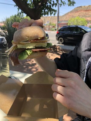 “Egg-less” sandwich  at Gaia's Garden Cafe in St George