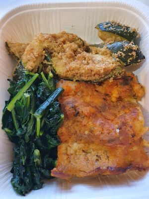 Special lasagne (very delicious), zucchini and some vegetables at Mens Sana - Barbabietole Rosmarino in Milan