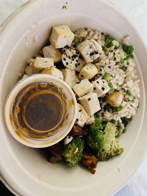 Sesame rice bowl with broccoli and sweet potatoes and tofuu  at Moon Bowls - Ghost Kitchen in Columbus