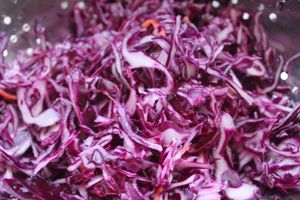 Fresh purple cabbage getting ready to make our in house special coleslaw full of flavour  at 1218 in West London