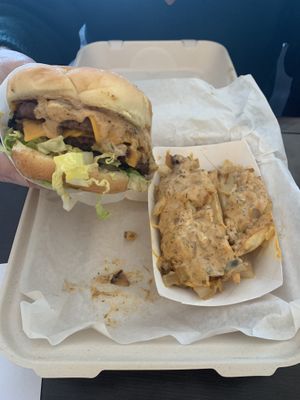 Animal burger & fries at Preference in Anchorage