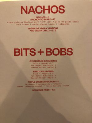 Sides menu  at The Tanners Arms in Newcastle Upon Tyne