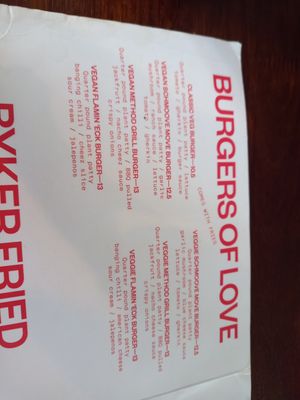 Burger Menu. at The Tanners Arms in Newcastle Upon Tyne