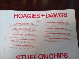 Hoagies & Dawgs Menu. at The Tanners Arms in Newcastle Upon Tyne