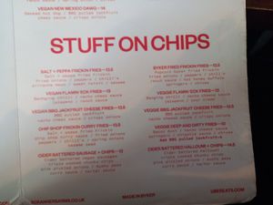 Stuff on Chips menu at The Tanners Arms in Newcastle Upon Tyne