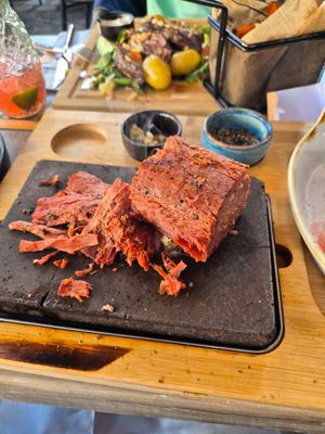 Vegan meat stone at Restaurant Aal Eechternoach in Echternach