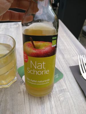 Vegan and organic apple juice at Restaurant Aal Eechternoach in Echternach
