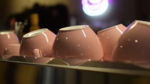 cute pink mugs at Brammibal's Donuts - Friedrichshain in Berlin