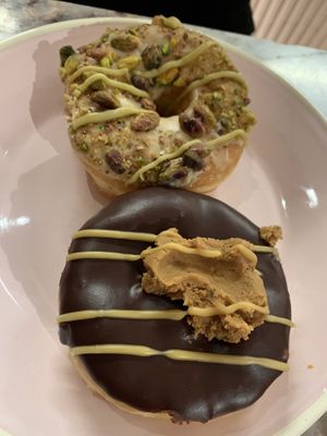 White nougat pistachio and chocolate peanut fudge  at Brammibal's Donuts - Friedrichshain in Berlin