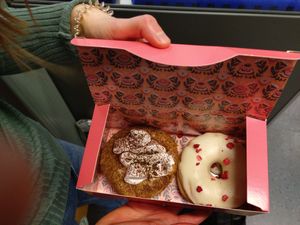 Tiramisu and strawberry/white choc at Brammibal's Donuts - Friedrichshain in Berlin