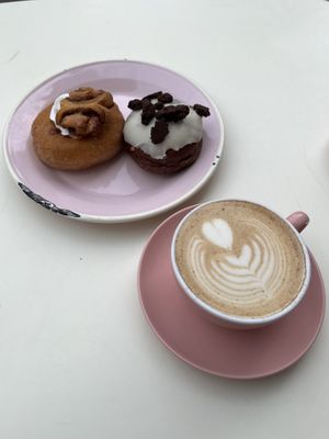 „Cookies and Cream“ Donut + „Franzbrötchen“ Donut  at Brammibal's Donuts - Friedrichshain in Berlin