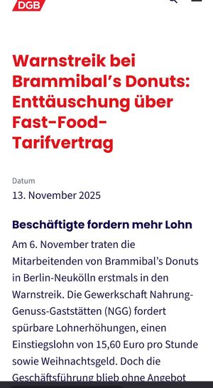 Tarifstreik gegen Brammibals im letzten Jahr at Brammibal's Donuts - Friedrichshain in Berlin