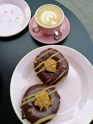 Peanut butter chocolate and cappuccino at Brammibal's Donuts - Friedrichshain in Berlin