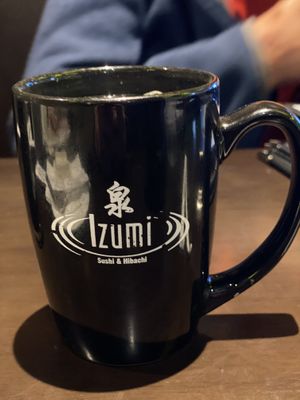 Mug of hot green tea at Izumi Sushi & Hibachi in Fargo
