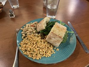 Rizo sandwich + couscous + cannellini beans   at Sosta Cafe in Raleigh
