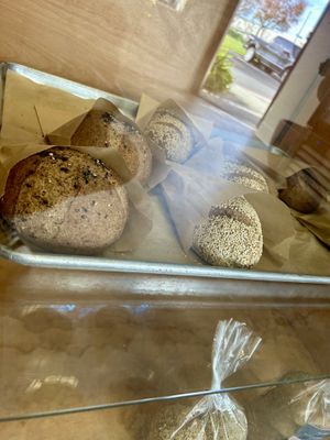 3 kinds of bread… mmmm perfect for avocado toast!  at Plantiful Kitchen in Carlsbad