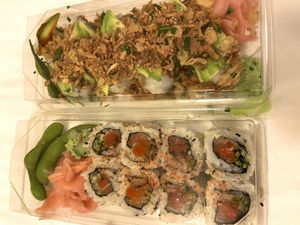 Tuna rolls and dragon roll...delicious ! at Crazy Vegan Sushi in North West London