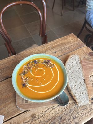 Soup with sourdough bread  at Terpager & Co in Ribe