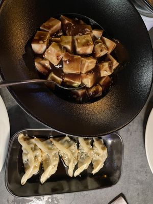black bean tofu & vegetable gyoza   at Chloe's Chinese Restaurant in Paphos