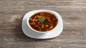 Hot and sour vegetable soup at Mr. Woo in Paphos