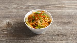 chili garlic noodles at Mr. Woo in Paphos