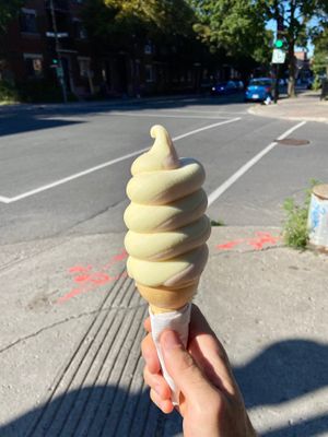 Crème glacée végane au pamplemousse et aux fruits de la passion at Iconoglace in Montreal