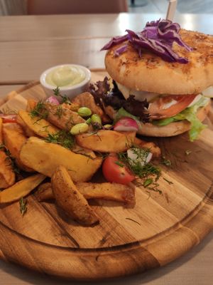 "soy power burger" at Kozy Eats  in Riga