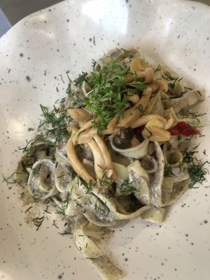 Creamy mushroom pasta  at Kozy Eats  in Riga