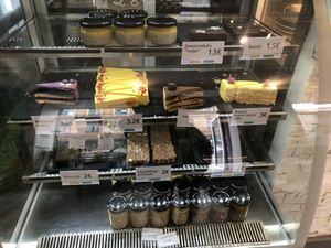 The desserts counter   at Kozy Eats  in Riga